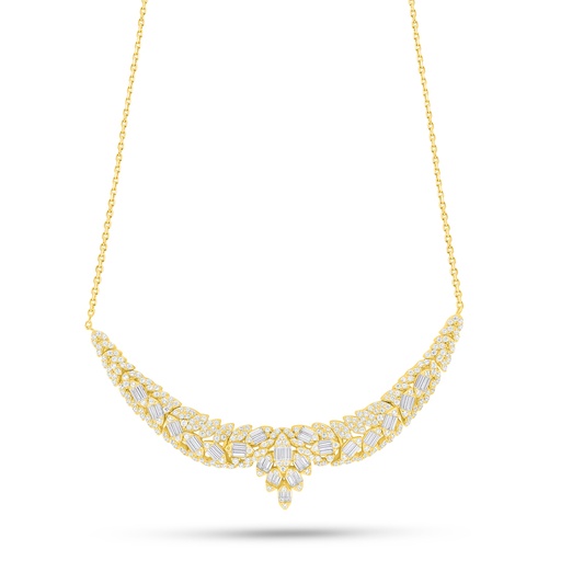 [NCL02WCZ00000B967] Sterling Silver 925 Necklace Golden Plated Embedded With White Zircon