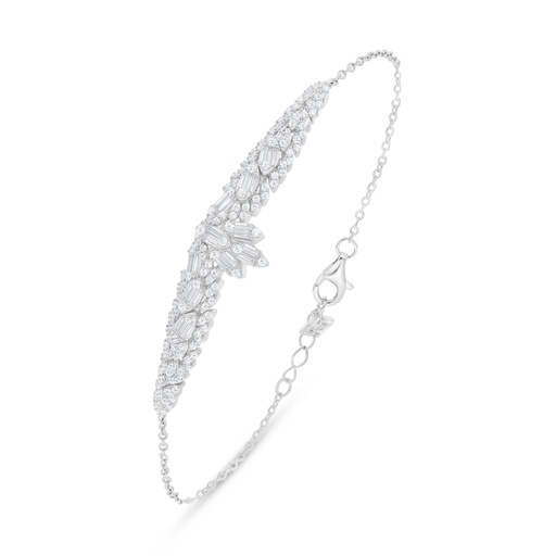 [BRC01WCZ00000B454] Sterling Silver 925 Bracelet Rhodium Plated Embedded With White Zircon