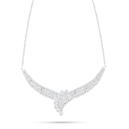 [NCL01WCZ00000B971] Sterling Silver 925 Necklace Rhodium Plated Embedded With White Zircon