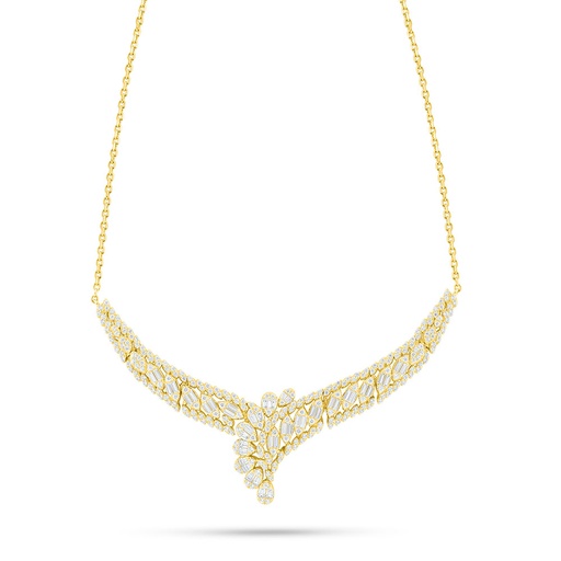 [NCL02WCZ00000B971] Sterling Silver 925 Necklace Golden Plated Embedded With White Zircon