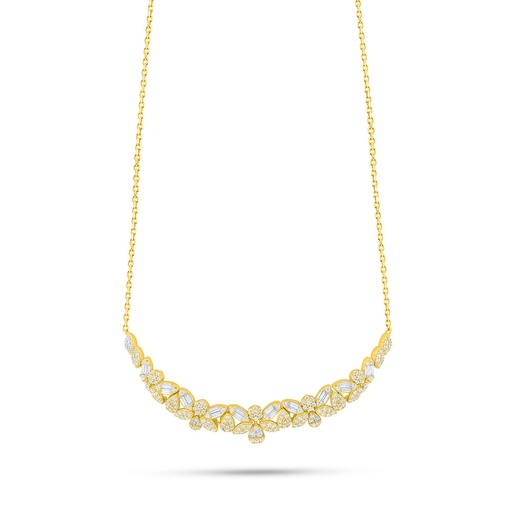 [NCL02WCZ00000B972] Sterling Silver 925 Necklace Golden Plated Embedded With White Zircon