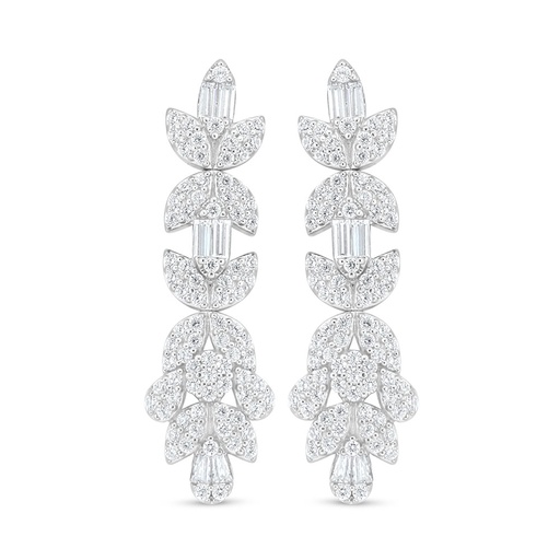 [EAR01WCZ00000C890] Sterling Silver 925 Earring Rhodium Plated Embedded With White Zircon