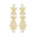 Sterling Silver 925 Earring Golden Plated Embedded With White Zircon