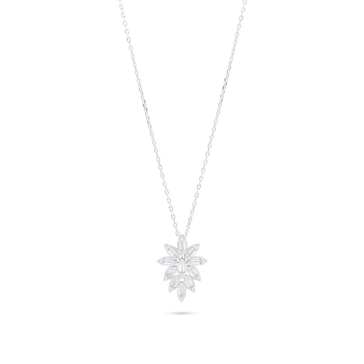 [NCL01WCZ00000B973] Sterling Silver 925 Necklace Rhodium Plated Embedded With White Zircon