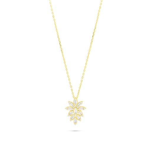 [NCL02WCZ00000B973] Sterling Silver 925 Necklace Golden Plated Embedded With White Zircon