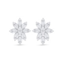 Sterling Silver 925 Earring Rhodium Plated Embedded With White Zircon