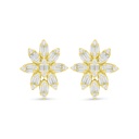 Sterling Silver 925 Earring Golden Plated Embedded With White Zircon