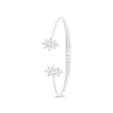 Sterling Silver 925 Bangle Rhodium Plated Embedded With White Zircon