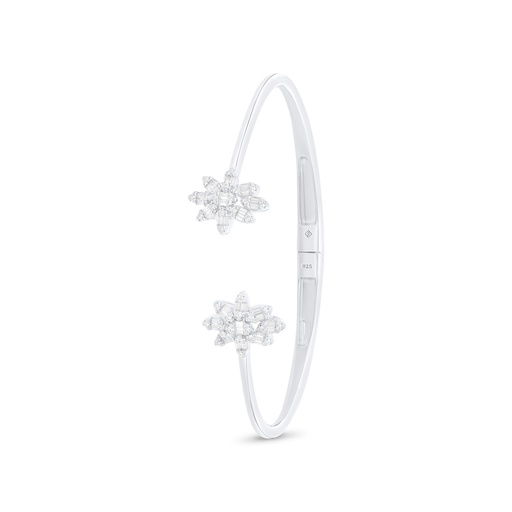 [BNG01WCZ00000A130] Sterling Silver 925 Bangle Rhodium Plated Embedded With White Zircon