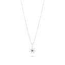 Sterling Silver 925 Necklace Rhodium Plated Embedded With Emerald Zircon And White Zircon