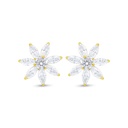 Sterling Silver 925 Earring Golden Plated Embedded With White Zircon