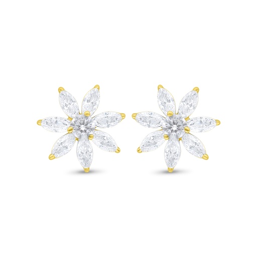 [EAR02WCZ00000C893] Sterling Silver 925 Earring Golden Plated Embedded With White Zircon