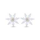 Sterling Silver 925 Earring Rhodium Plated Embedded With Yellow Diamond And White Zircon