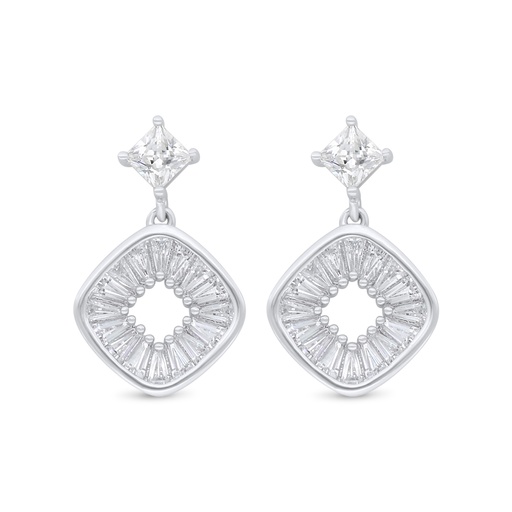 [EAR01WCZ00000C894] Sterling Silver 925 Earring Rhodium Plated Embedded With White Zircon