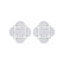 Sterling Silver 925 Earring Rhodium Plated Embedded With White Zircon