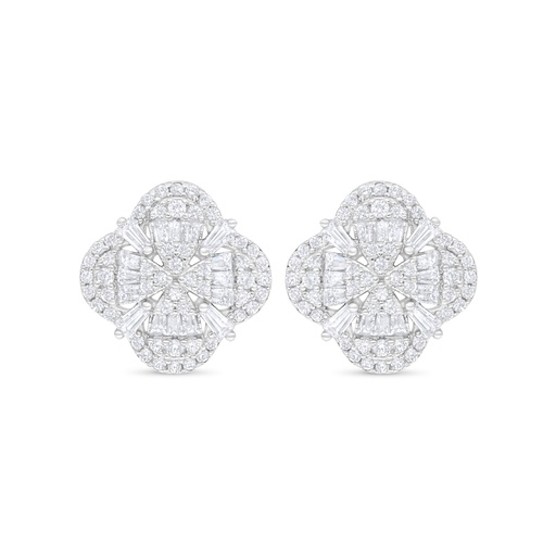 [EAR01WCZ00000C896] Sterling Silver 925 Earring Rhodium Plated Embedded With White Zircon