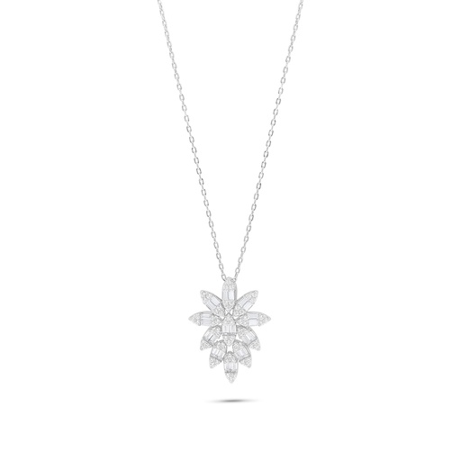 [NCL01WCZ00000B980] Sterling Silver 925 Necklace Rhodium Plated Embedded With White Zircon