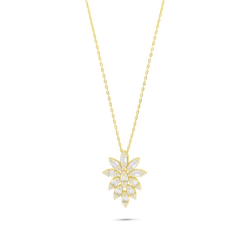 [NCL02WCZ00000B980] Sterling Silver 925 Necklace Golden Plated Embedded With White Zircon