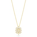 Sterling Silver 925 Necklace Golden Plated Embedded With White Zircon