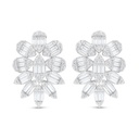 Sterling Silver 925 Earring Rhodium Plated Embedded With White Zircon