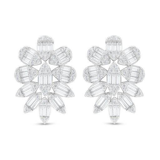 [EAR01WCZ00000C900] Sterling Silver 925 Earring Rhodium Plated Embedded With White Zircon