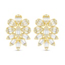 Sterling Silver 925 Earring Golden Plated Embedded With White Zircon