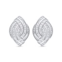 Sterling Silver 925 Earring Rhodium Plated Embedded With White Zircon