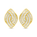 Sterling Silver 925 Earring Golden Plated Embedded With White Zircon