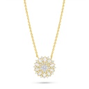 Sterling Silver 925 Necklace Golden Plated Embedded With White Zircon