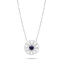 Sterling Silver 925 Necklace Rhodium Plated Embedded With Sapphire Corundum And White Zircon