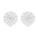 Sterling Silver 925 Earring Rhodium Plated Embedded With Yellow Diamond And White Zircon