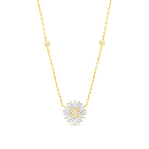 [NCL02WCZ00000B986] Sterling Silver 925 Necklace Golden Plated Embedded With White Zircon