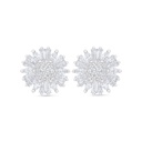 Sterling Silver 925 Earring Rhodium Plated Embedded With White Zircon