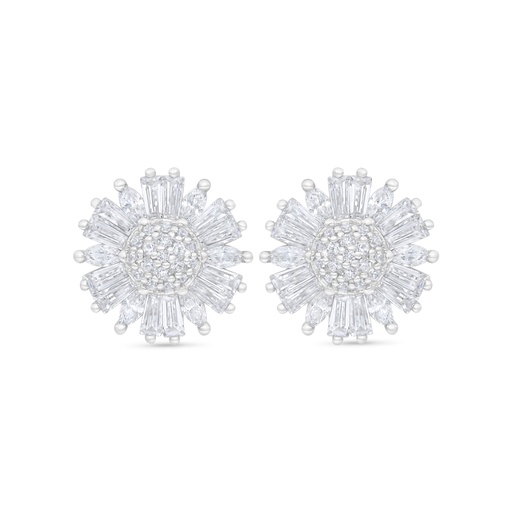 [EAR01WCZ00000C903] Sterling Silver 925 Earring Rhodium Plated Embedded With White Zircon