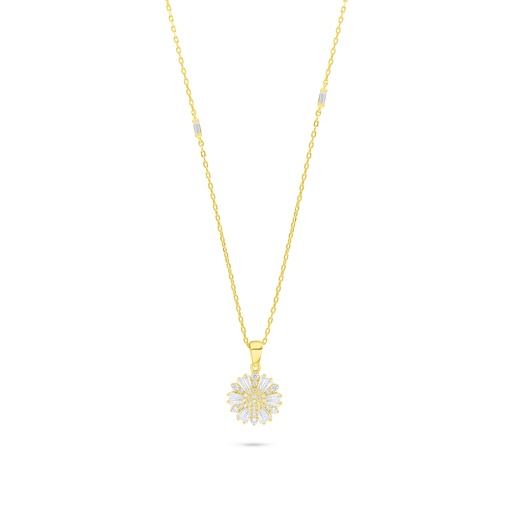 [NCL02WCZ00000B987] Sterling Silver 925 Necklace Golden Plated Embedded With White Zircon