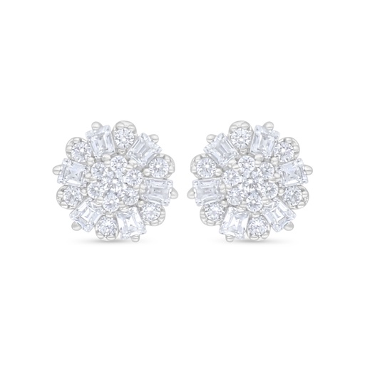 [EAR01WCZ00000C904] Sterling Silver 925 Earring Rhodium Plated Embedded With White Zircon