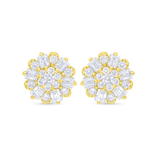 [EAR02WCZ00000C904] Sterling Silver 925 Earring Golden Plated Embedded With White Zircon