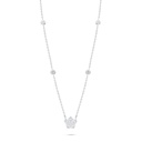 Sterling Silver 925 Necklace Rhodium Plated Embedded With White Zircon