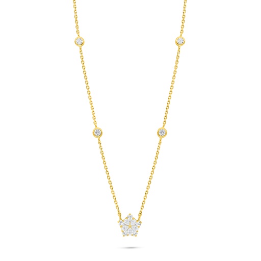 [NCL02WCZ00000B989] Sterling Silver 925 Necklace Golden Plated Embedded With White Zircon