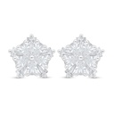 Sterling Silver 925 Earring Rhodium Plated Embedded With White Zircon