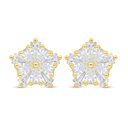 Sterling Silver 925 Earring Golden Plated Embedded With White Zircon