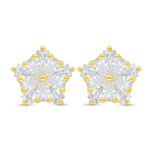 [EAR02WCZ00000C905] Sterling Silver 925 Earring Golden Plated Embedded With White Zircon