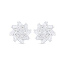 Sterling Silver 925 Earring Rhodium Plated Embedded With White Zircon