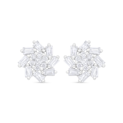 [EAR01WCZ00000C906] Sterling Silver 925 Earring Rhodium Plated Embedded With White Zircon