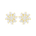 Sterling Silver 925 Earring Golden Plated Embedded With White Zircon