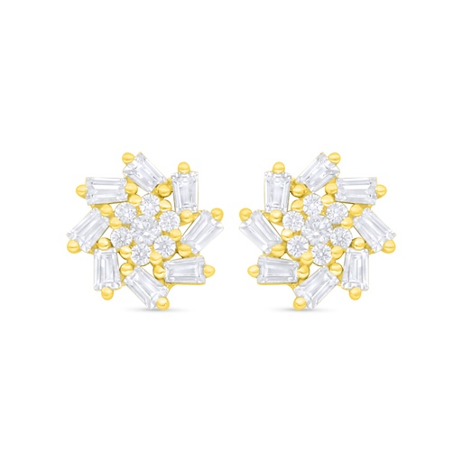 [EAR02WCZ00000C906] Sterling Silver 925 Earring Golden Plated Embedded With White Zircon