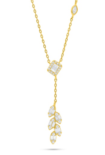 [NCL02WCZ00000B991] Sterling Silver 925 Necklace Golden Plated Embedded With White Zircon