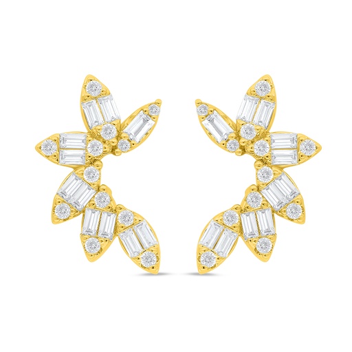 [EAR02WCZ00000C907] Sterling Silver 925 Earring Golden Plated Embedded With White Zircon