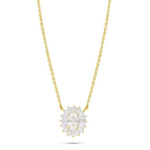 [NCL02CIT00WCZB993] Sterling Silver 925 Necklace Golden Plated Embedded With Yellow Diamond And White Zircon