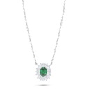 Sterling Silver 925 Necklace Rhodium Plated Embedded With Emerald Zircon And White Zircon